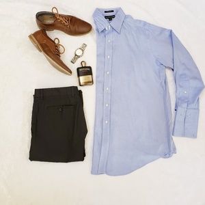 Saks Fifth Avenue Light Blue Pinstripe Dress Shirt